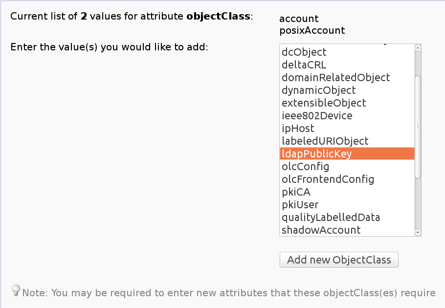 Ldap Public Key selection